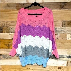 ANDREE BY UNIT size Med Pink, Purple, White, Gray, Blue Lightweight Soft Sweater